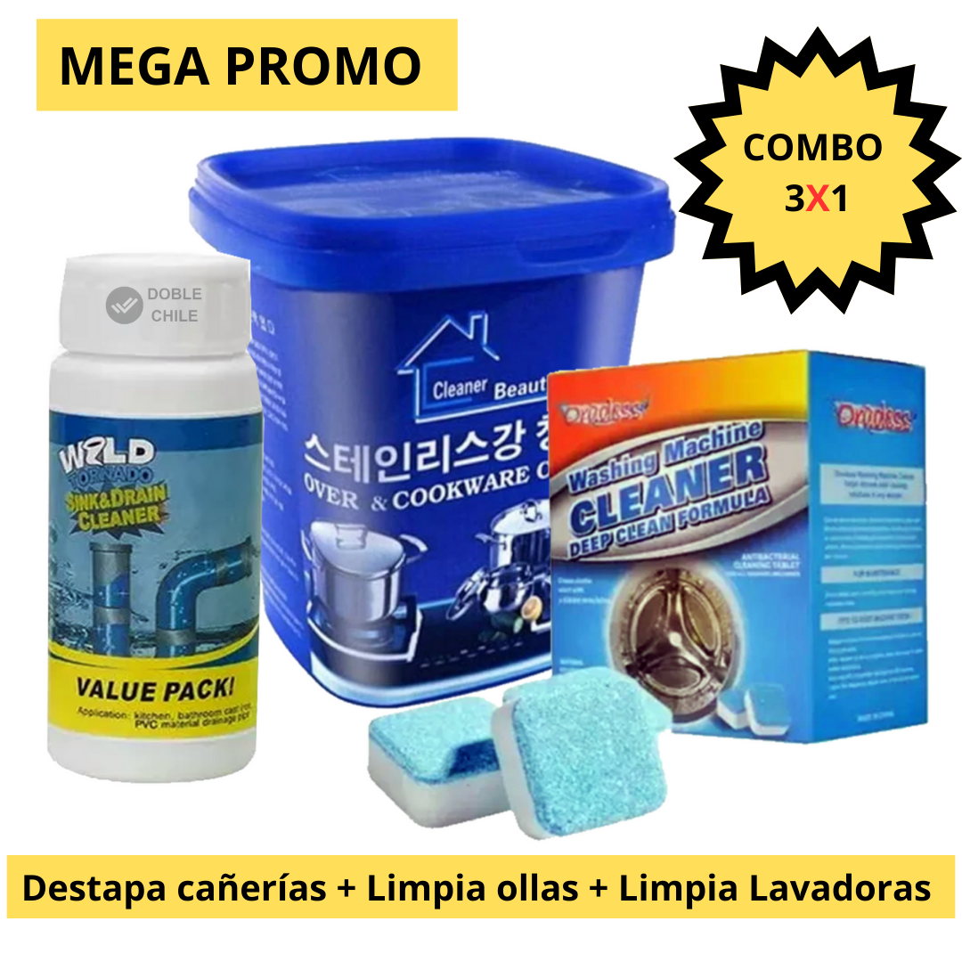 TRIPACK PRO™️| Limpieza de Cañerías ,Ollas, Lavadoras